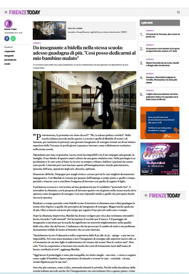 non viene chiamata in GPS e torna a fare la bidella